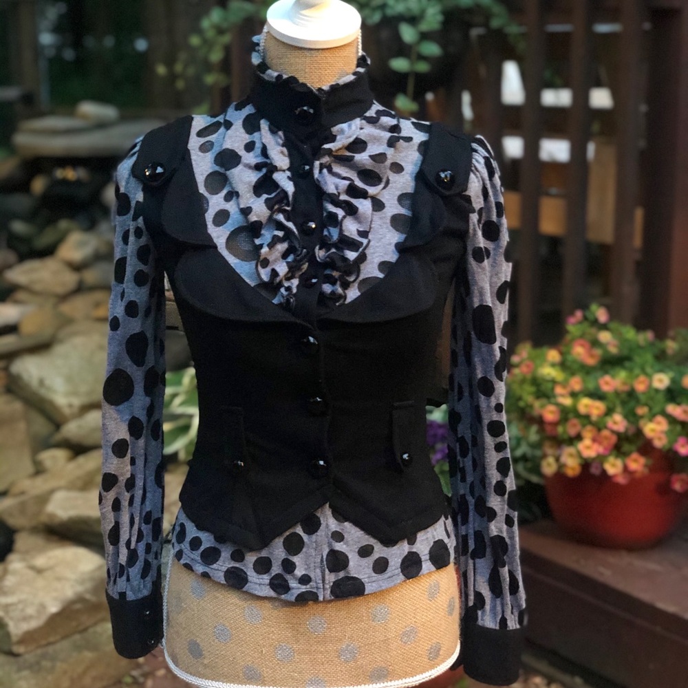 De’Lizza Polka Dot Long Sleeved Top Size XS